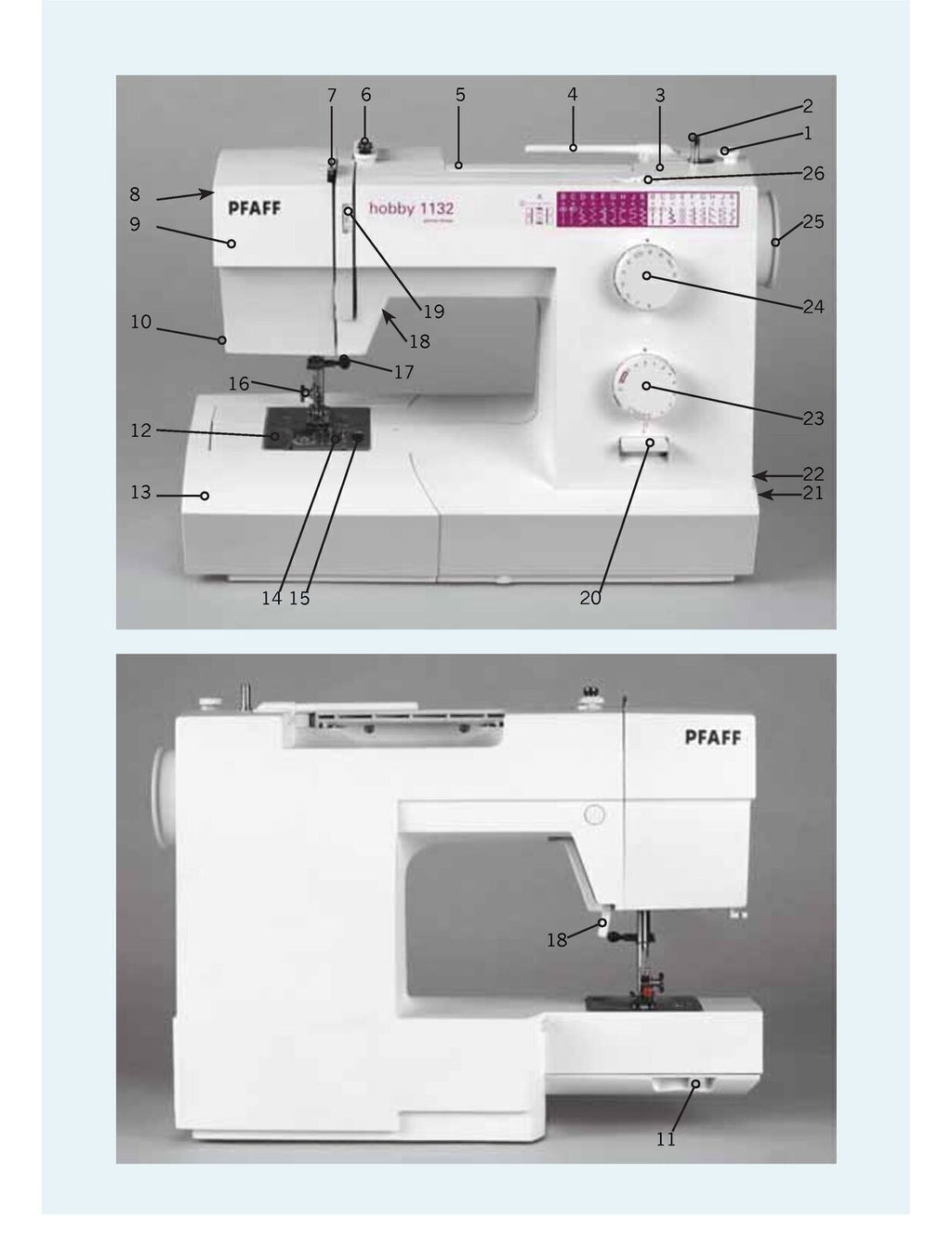 PFAFF Hobby 1122 1132 Sewing Machine User Manual FULL COLOR & ROBUST WIRE BOUND