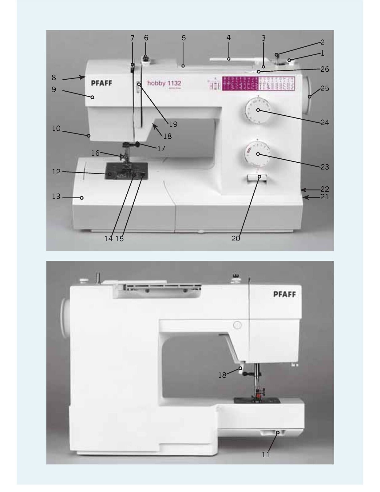 PFAFF Hobby 1122 1132 Sewing Machine User Manual FULL COLOR & ROBUST WIRE BOUND