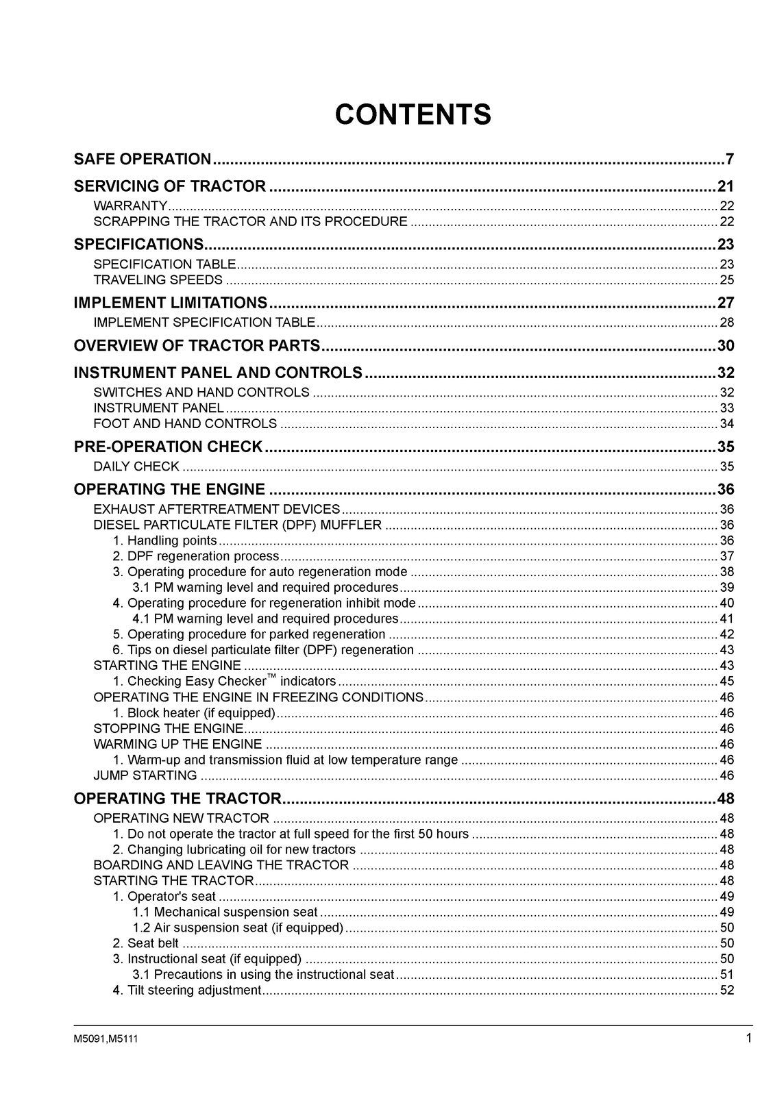KUBOTA M5091 M5111 TRACTOR OPERATORS MANUAL - STEEL WIRE BOUND - TOUGH COVERS