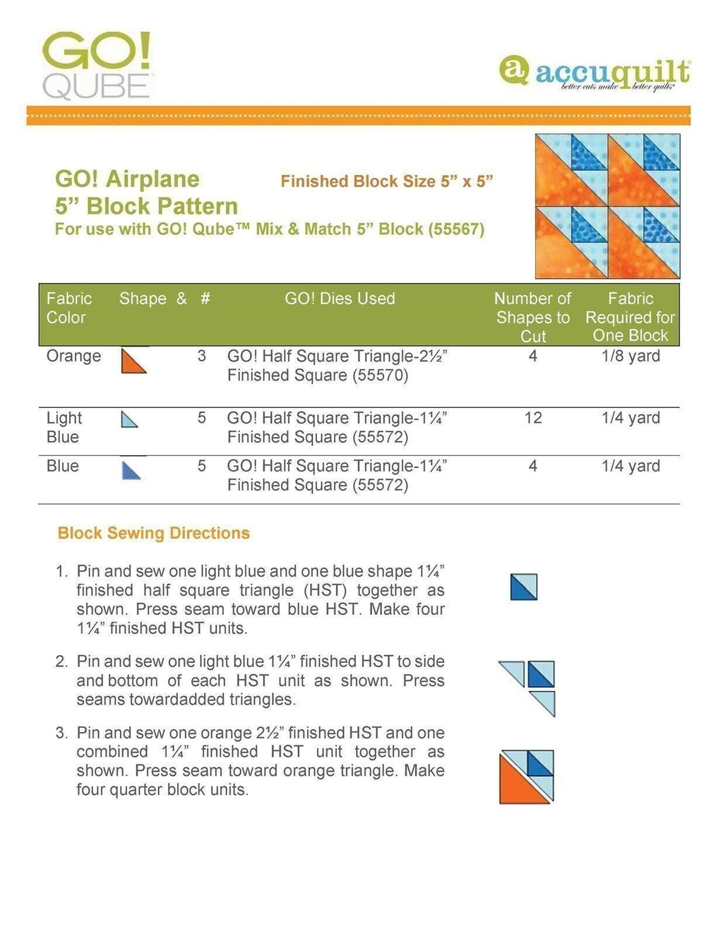 AccuQuilt Go! Qube Manual 5" 3-in-1: BLOCK, CORNERS & ANGLES, 432 PG  Wire Bound
