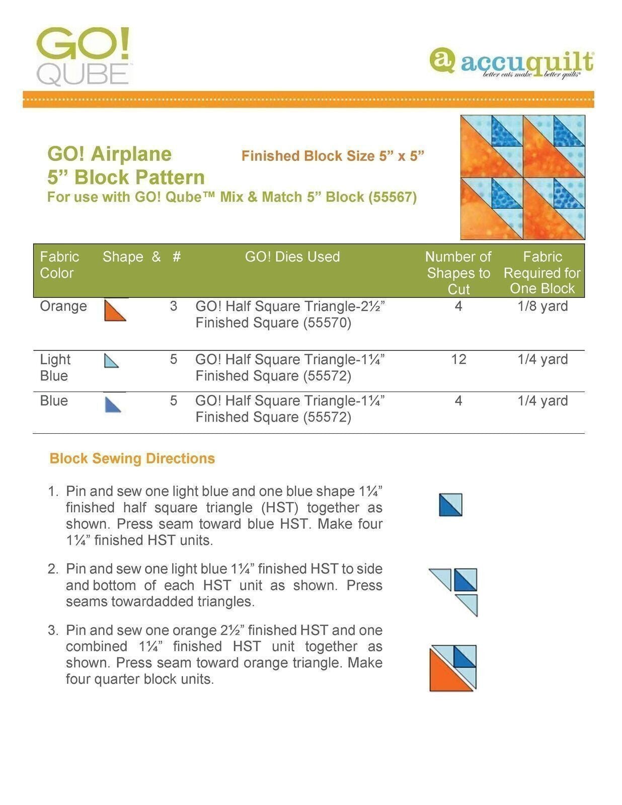 AccuQuilt Go! Qube Manual 5" 3-in-1: BLOCK, CORNERS & ANGLES, 432 PG  Wire Bound