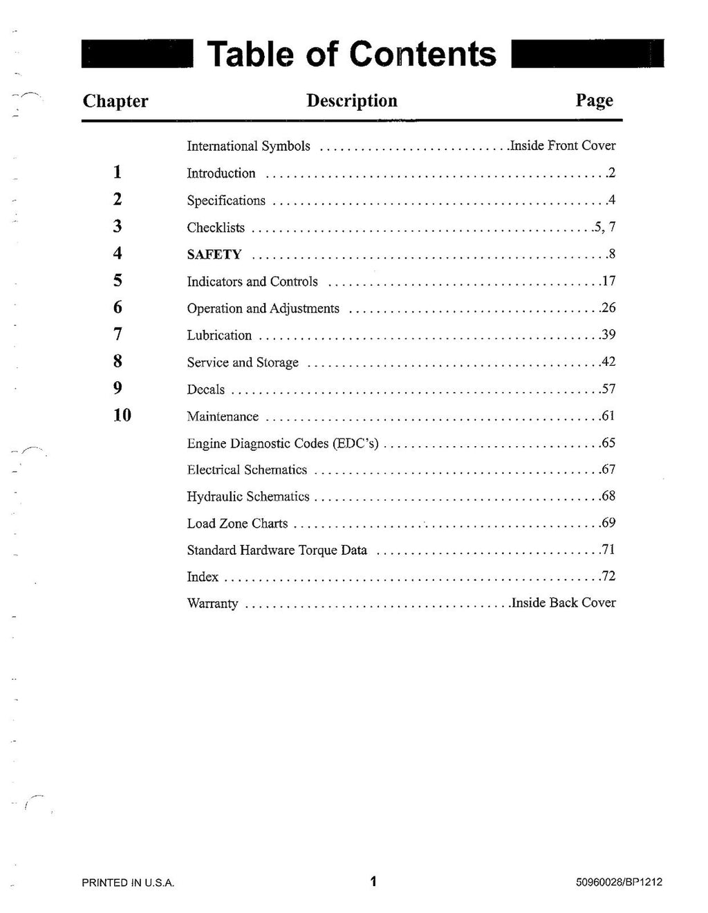 MANITOU MT5519 Telescopic Handler Operator Service Manual - WIRE BOUND - COVERS