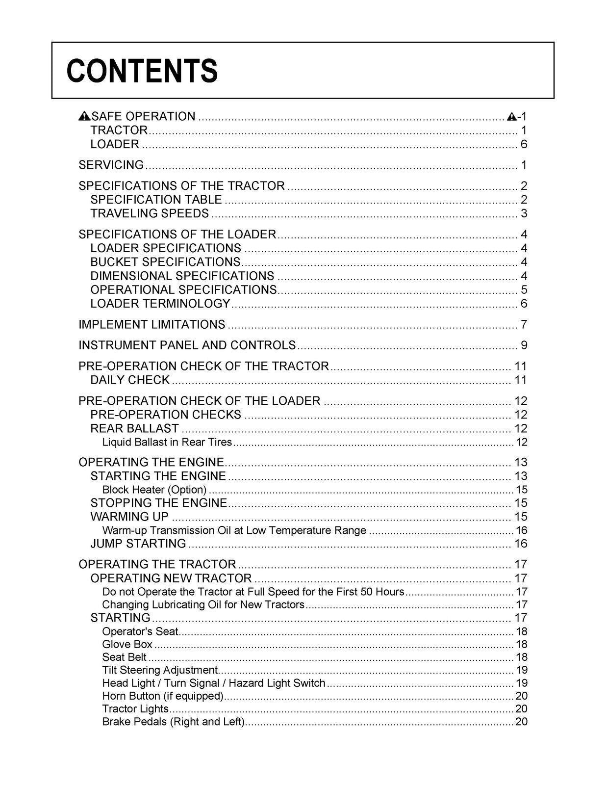 KUBOTA B26TL OPERATORS MANUAL -STEEL WIRE BOUND - PROTECTIVE COVERS
