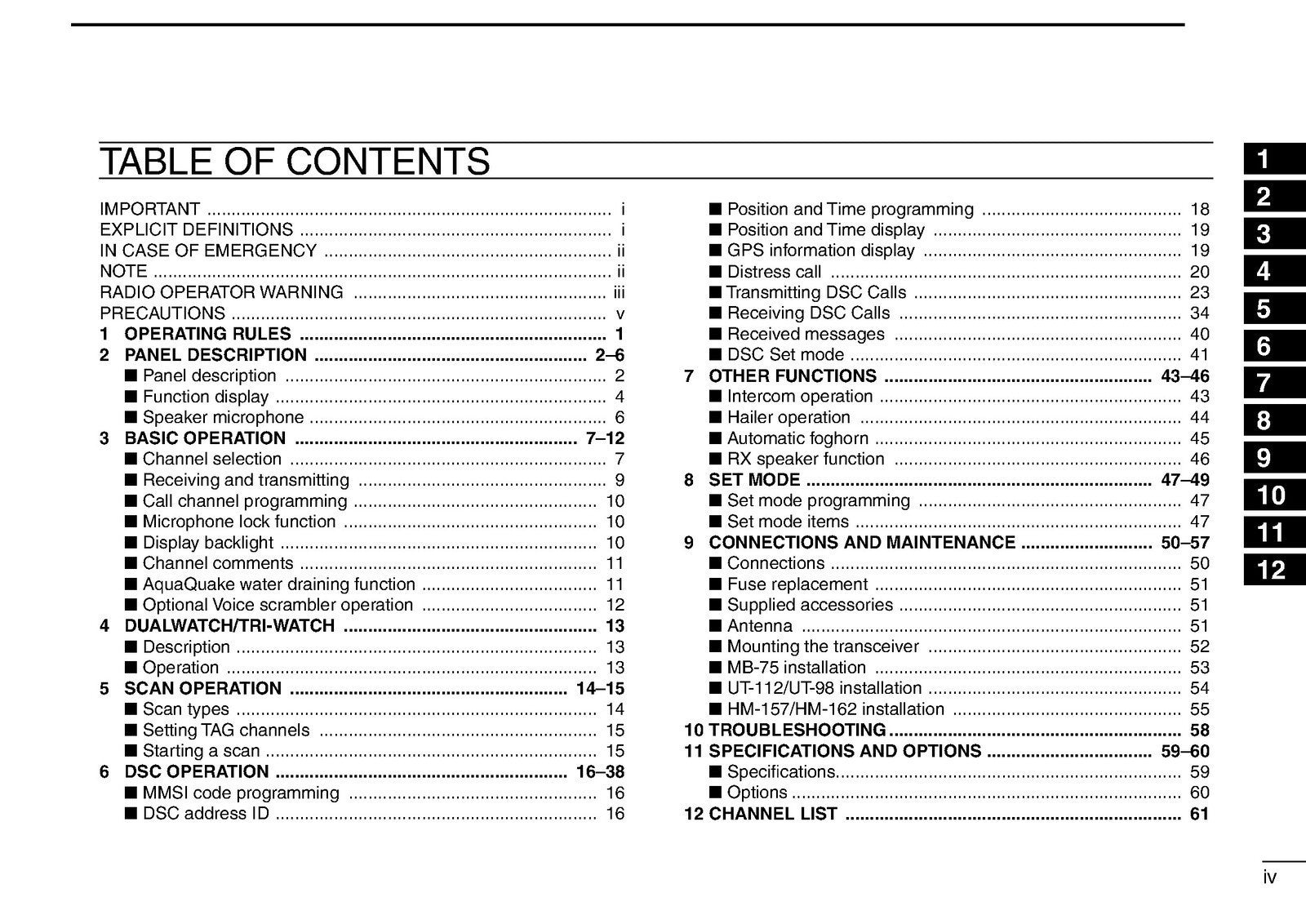 ICOM IC-M604A MARINE TRANSCEIVER INSTRUCTION MANUAL - STEEL WIRE BOUND - COVERS