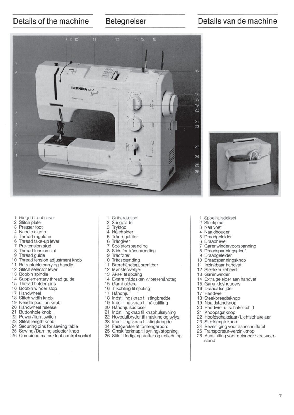 BERNINA 1000 SE 1000 DESIGNER Sewing Machine User Manual Owners Instructions