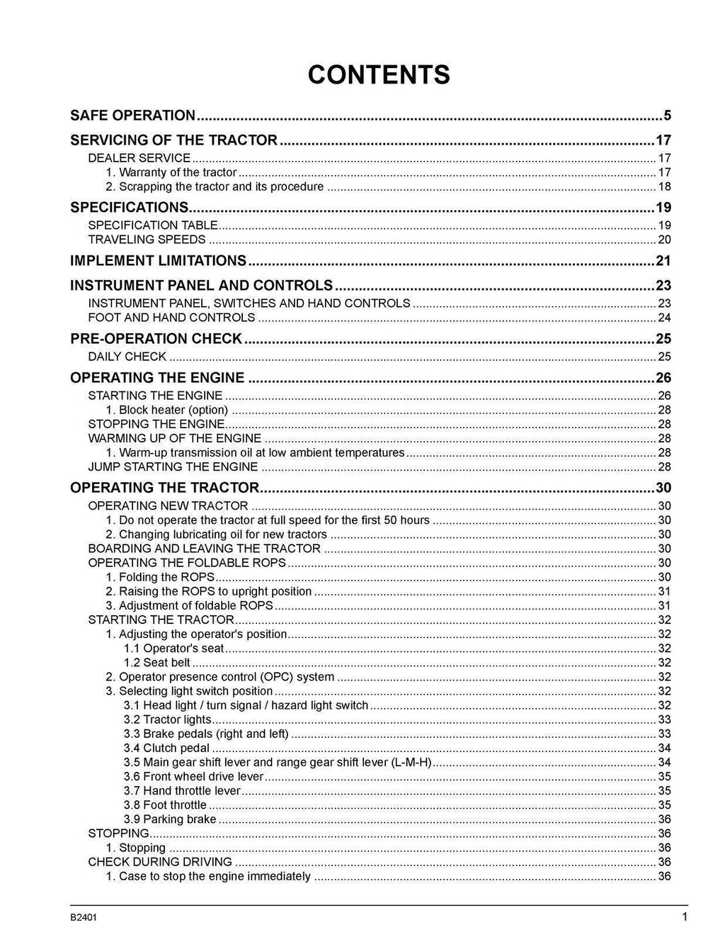KUBOTA B2401DT B2401DTWO B2401DTN TRACTOR OPERATORS MANUAL - STEEL WIRE BOUND