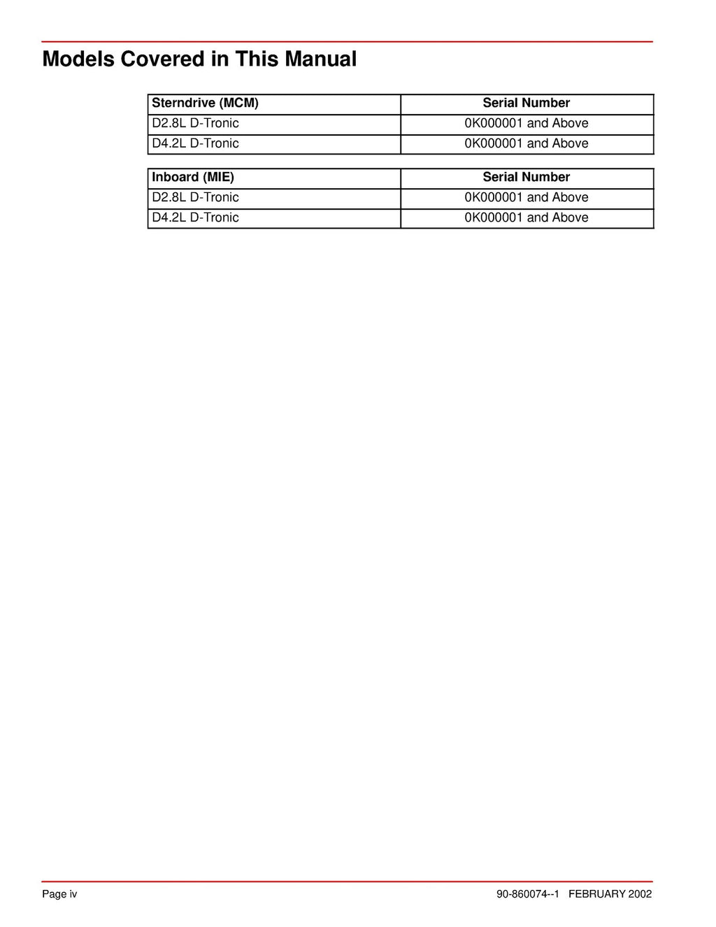 Mercury Mercruiser #22 Service Manual In-Line Diesel D2.8L D4.2L D-Tronic COVERS