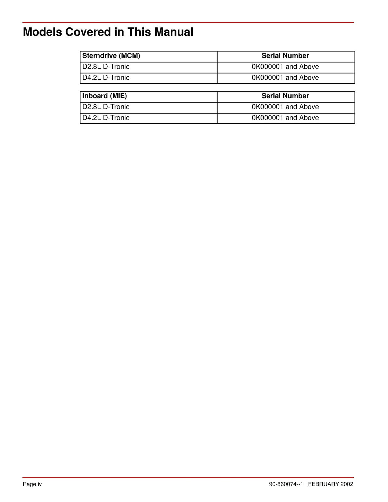 Mercury Mercruiser #22 Service Manual In-Line Diesel D2.8L D4.2L D-Tronic COVERS