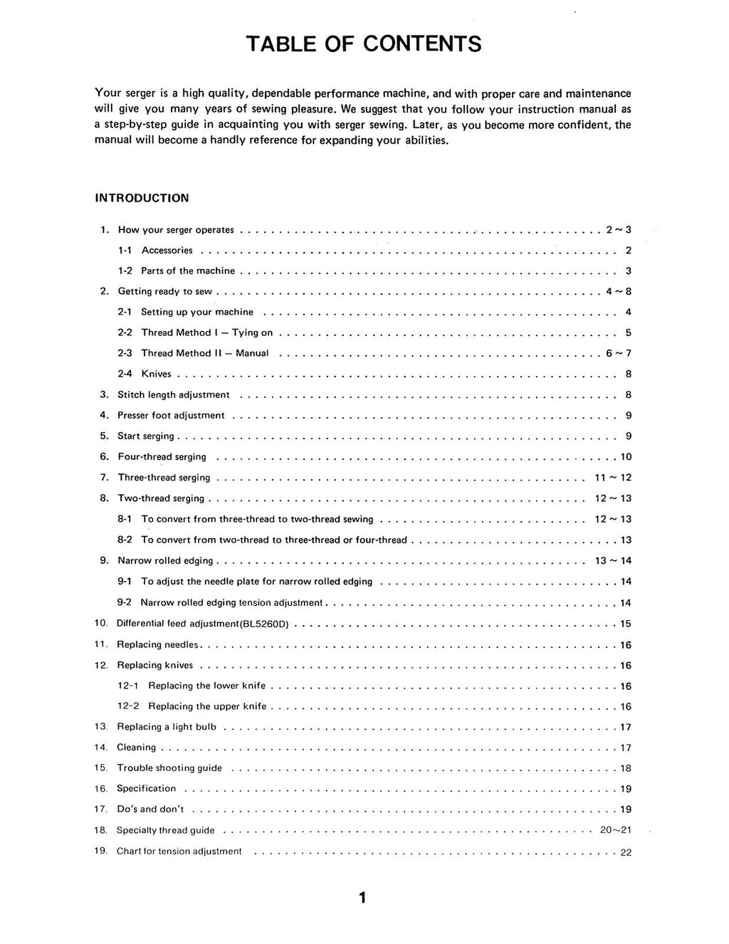 BABYLOCK BL5260 Serger Instruction Manual - STEEL WIRE BOUND - PROTECTIVE COVERS