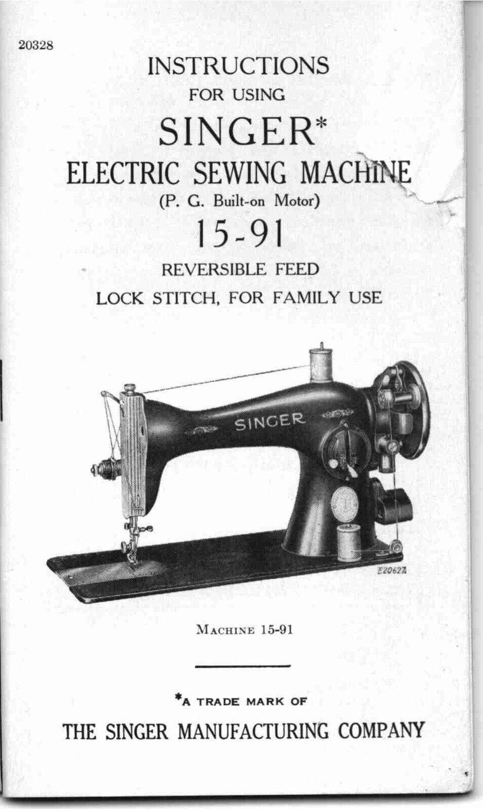 Singer 15-91 Sewing Machine User Manual - Wire Bound, Protective Covers