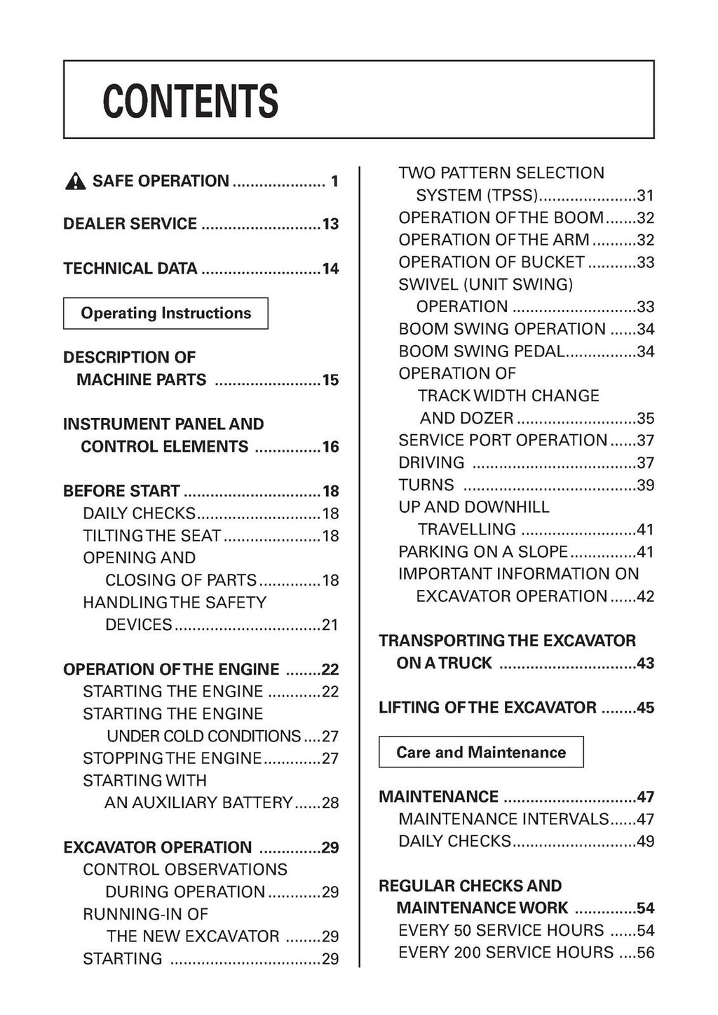 KUBOTA U17-3 EXCAVATOR OPERATORS MANUAL - STEEL WIRE BOUND - PROTECTIVE COVERS