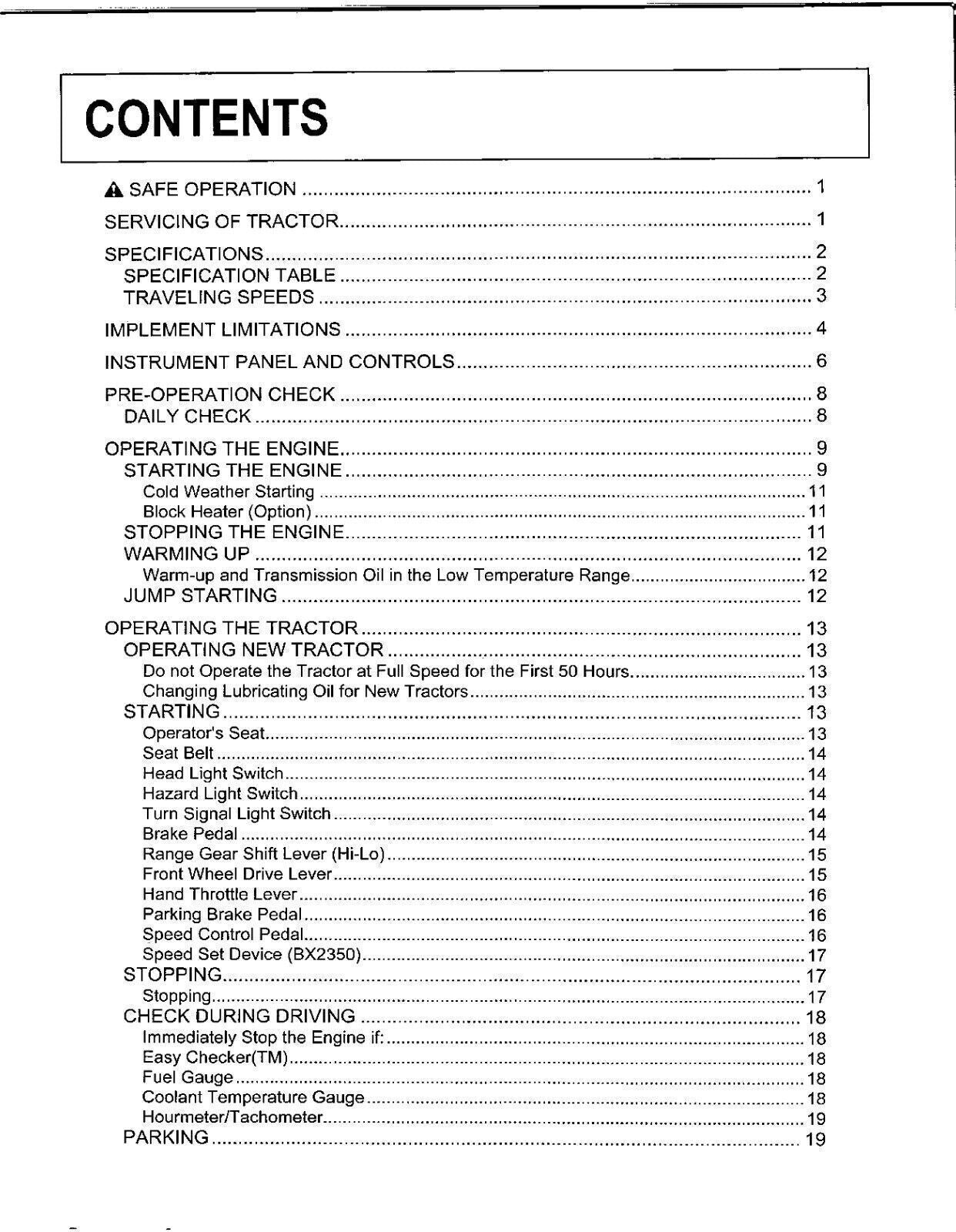 Kubota BX1850 BX2350 Operators User Manual Owners Instruction Guide Wire-Bound