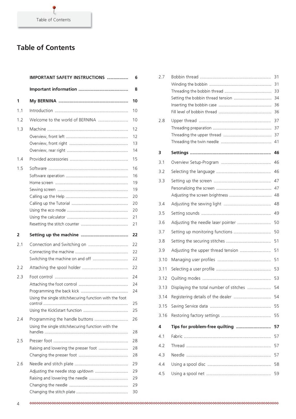 BERNINA Q 20 Q20 Quilt BIG User Manual - STEEL WIRE BOUND - PROTECTIVE COVERS