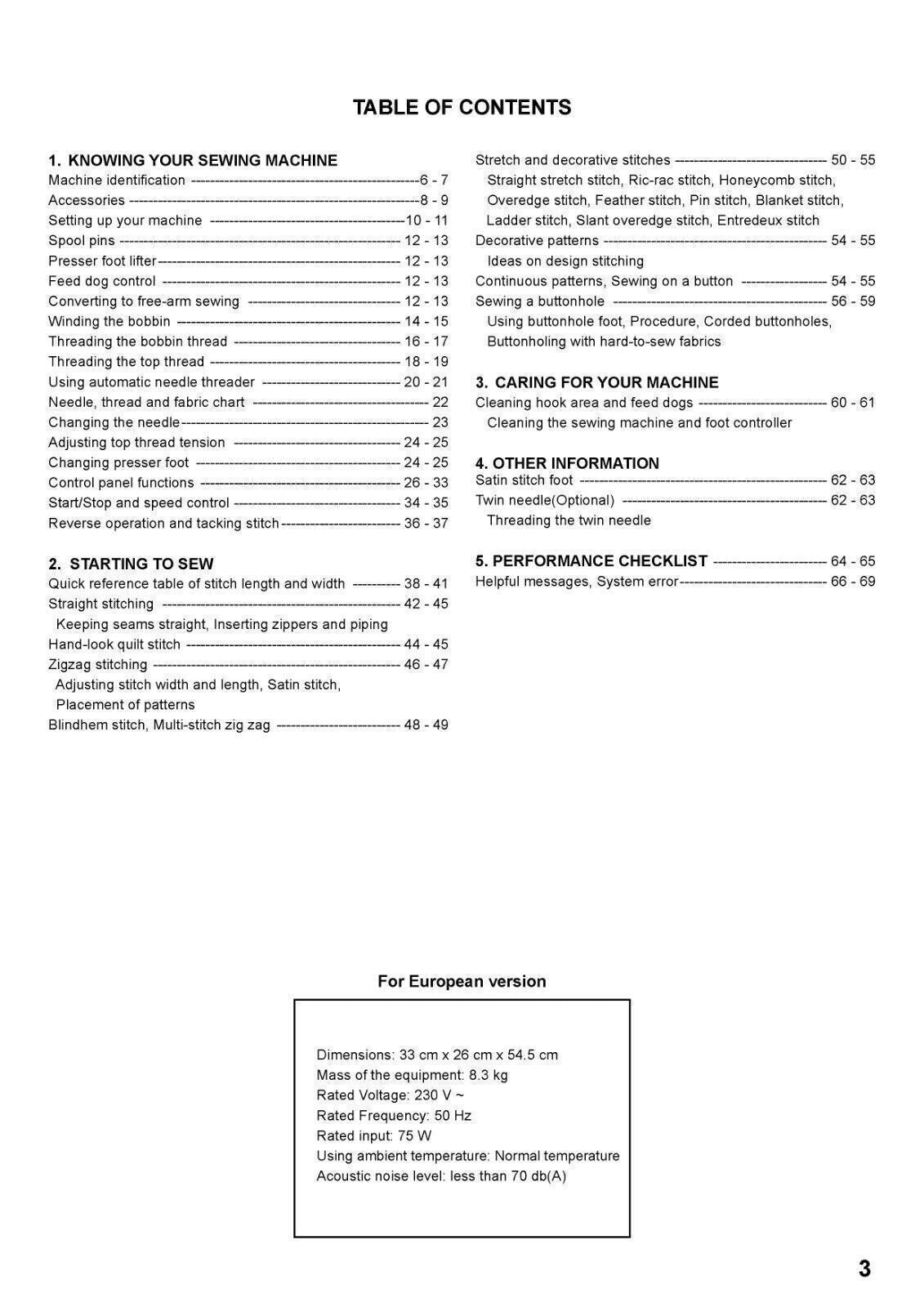 SINGER ONE PLUS Sewing Machine User Manual Operation Guide