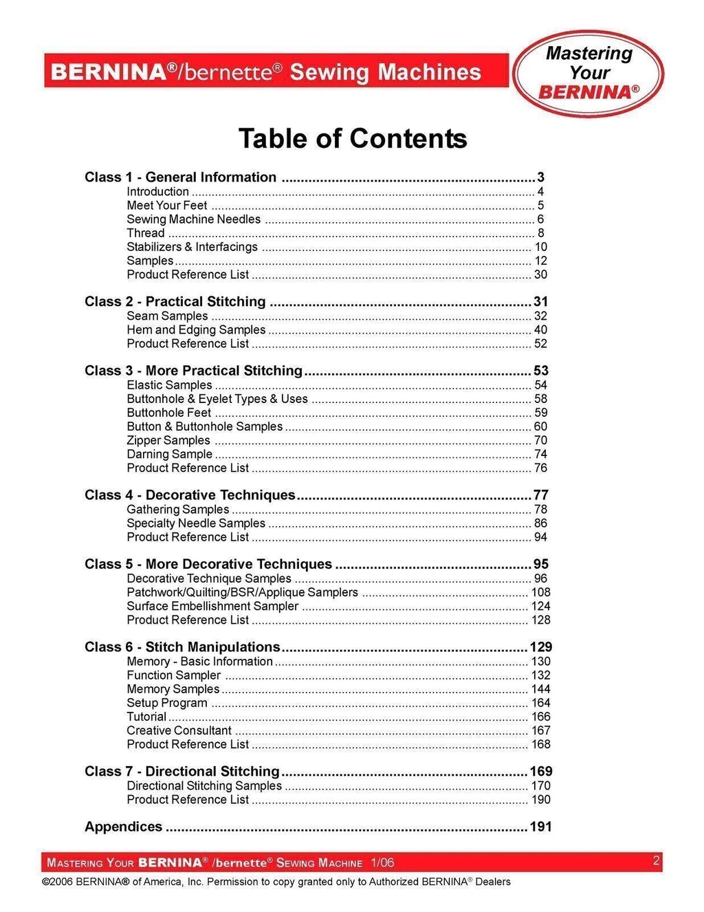BERNINA 55 65 80/90e 1008 220 230PE 240 430 440QE 630 640 200 730 upgrd Workbook