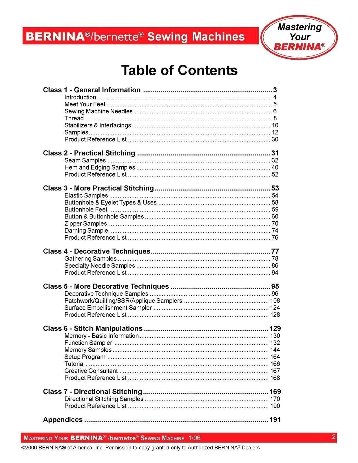 BERNINA 55 65 80/90e 1008 220 230PE 240 430 440QE 630 640 200 730 upgrd Workbook