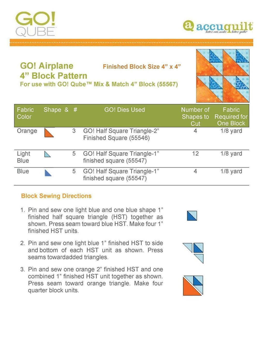AccuQuilt Go! Qube Manual 4" 3-in-1: BLOCK, CORNERS & ANGLES, 432 PG  Wire Bound