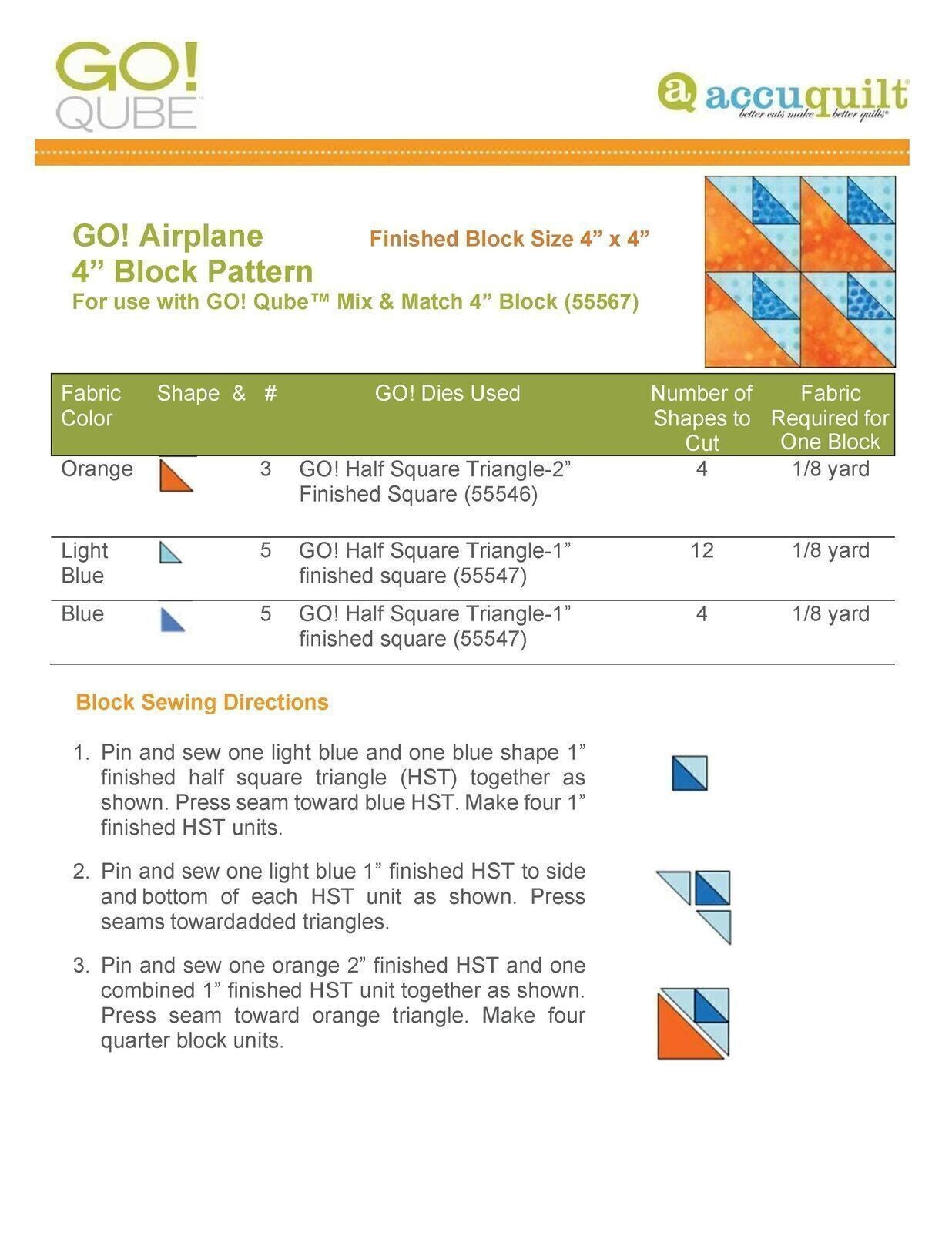 AccuQuilt Go! Qube Manual 4" 3-in-1: BLOCK, CORNERS & ANGLES, 432 PG  Wire Bound