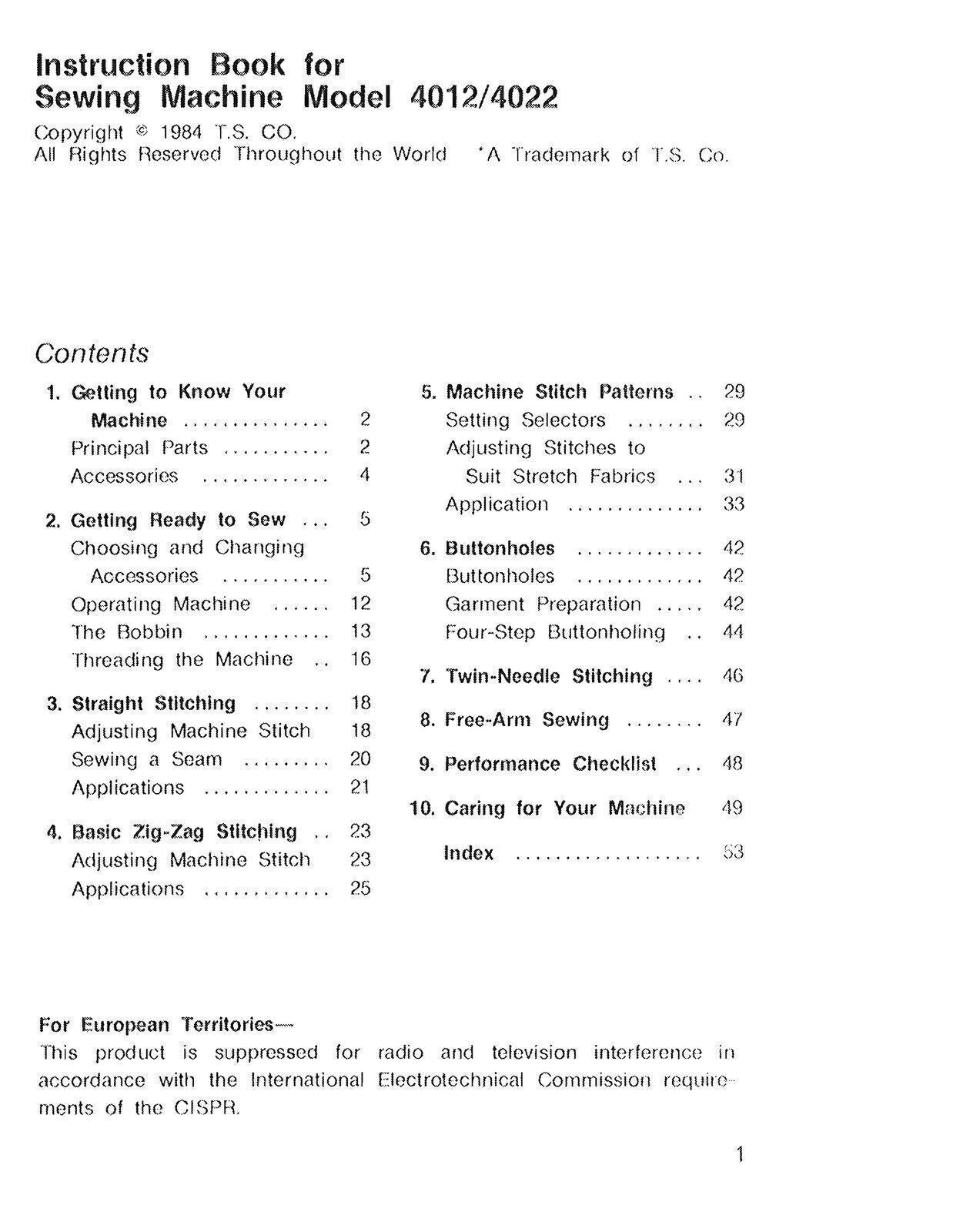 SINGER Sewing Machine Model 4012 4022 User Manual Guide [WIRE BOUND UPGRADE]