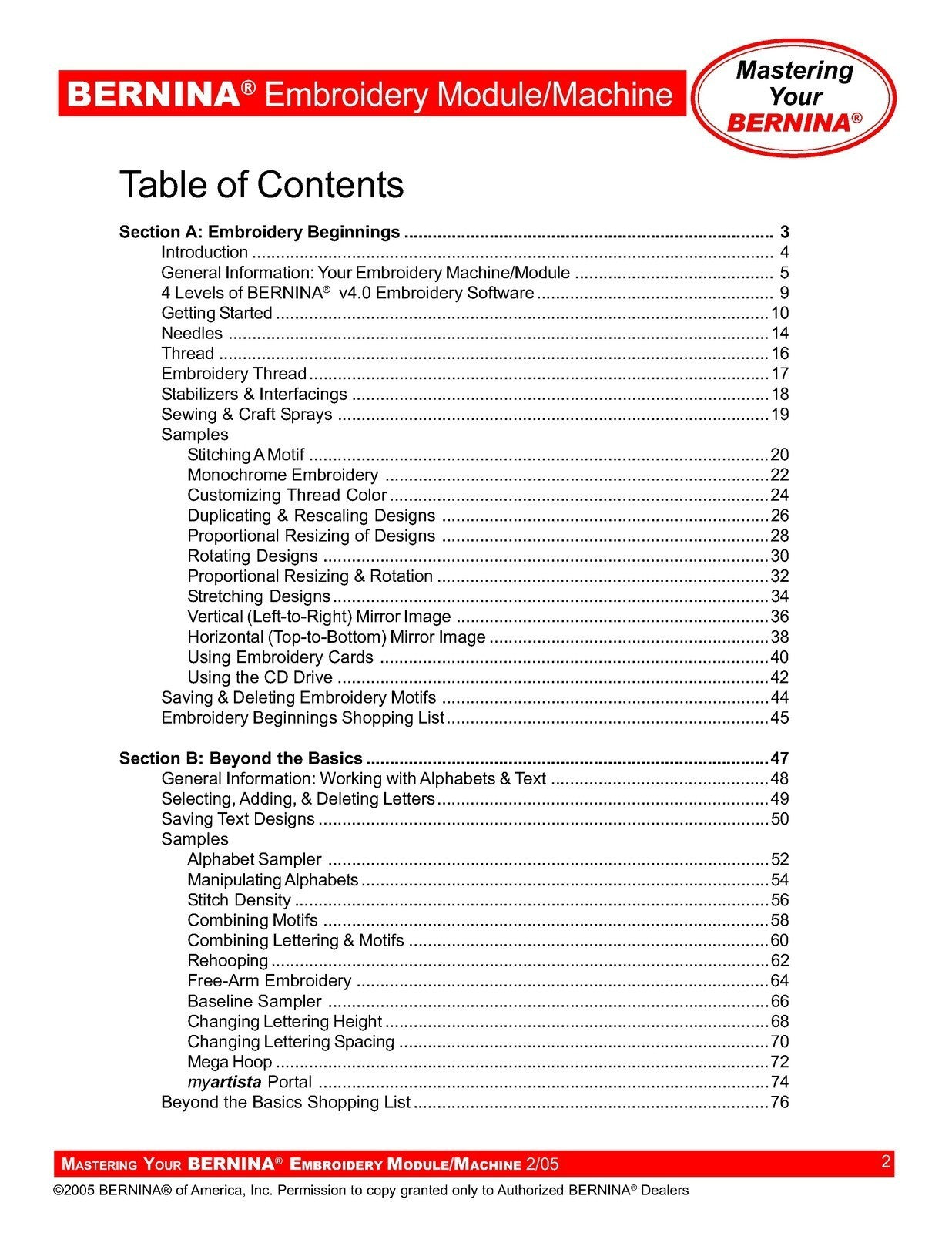 BERNINA Embroidery Mastery Workbook User Manual Operation Guide