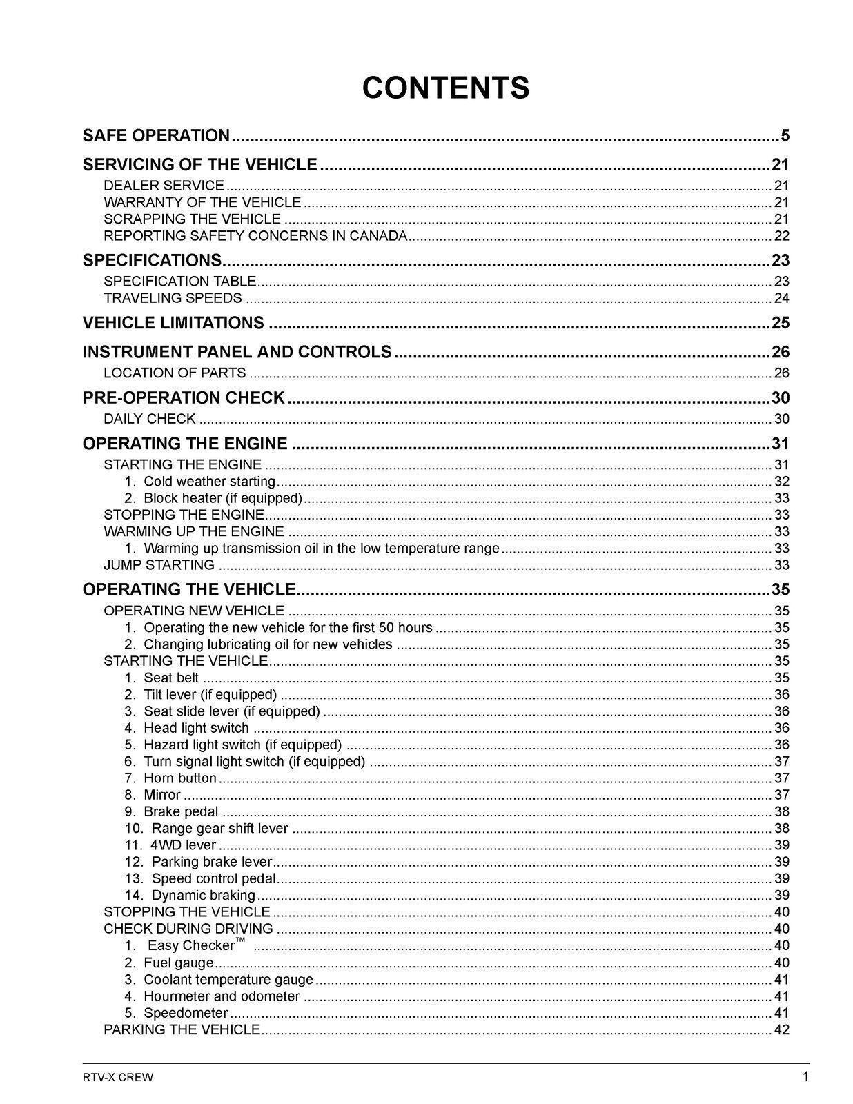 KUBOTA RTV-X CREW UTV OPERATORS MANUAL - STEEL WIRE BOUND - PROTECTIVE COVERS