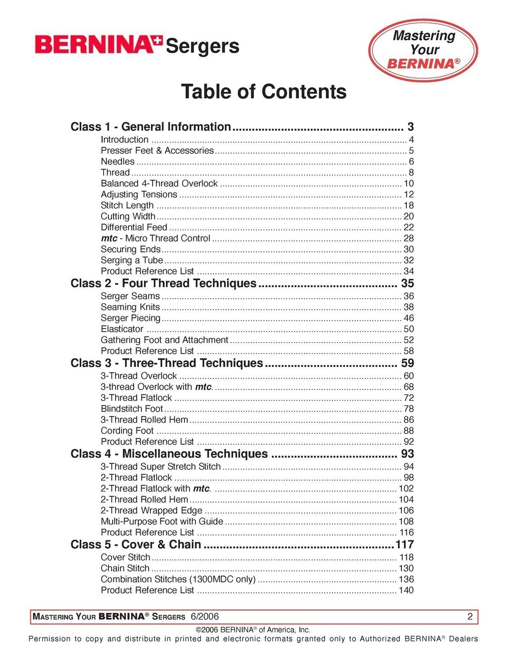 BERNINA MASTERING Your Bernina Serger Owners Workbook - STEEL WIRE BOUND, COVERS