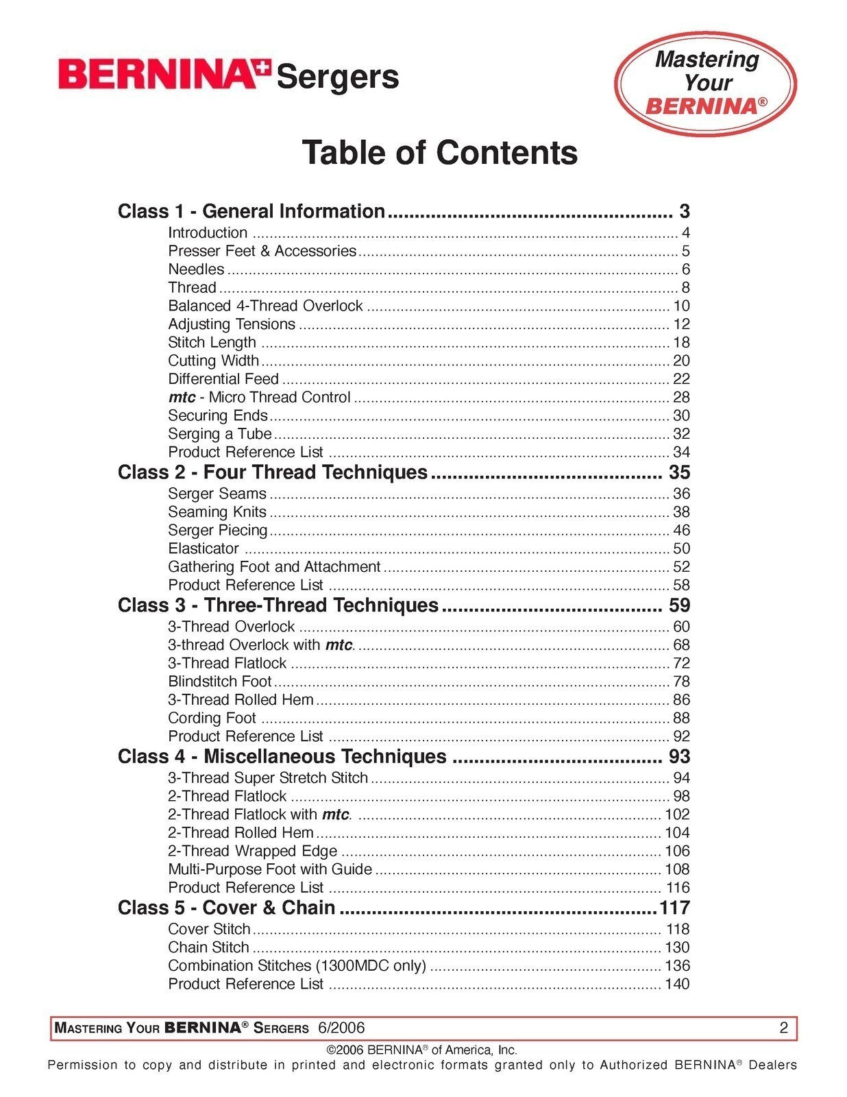 BERNINA MASTERING Your Bernina Serger Owners Workbook - STEEL WIRE BOUND, COVERS
