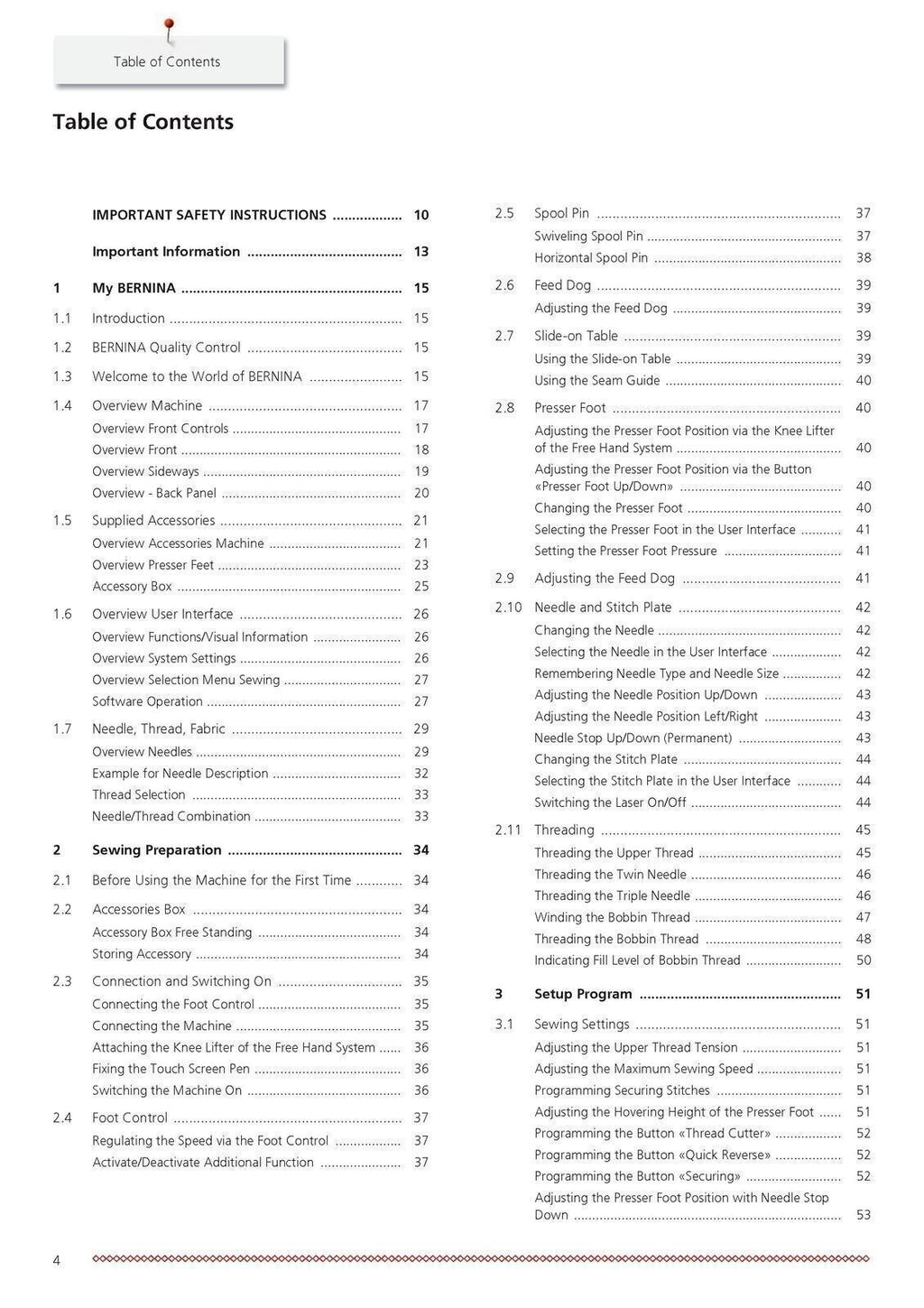 BERNINA 790 PRO User Instruction Manual, 250 Color Pages - TOUGH WIRE BINDING