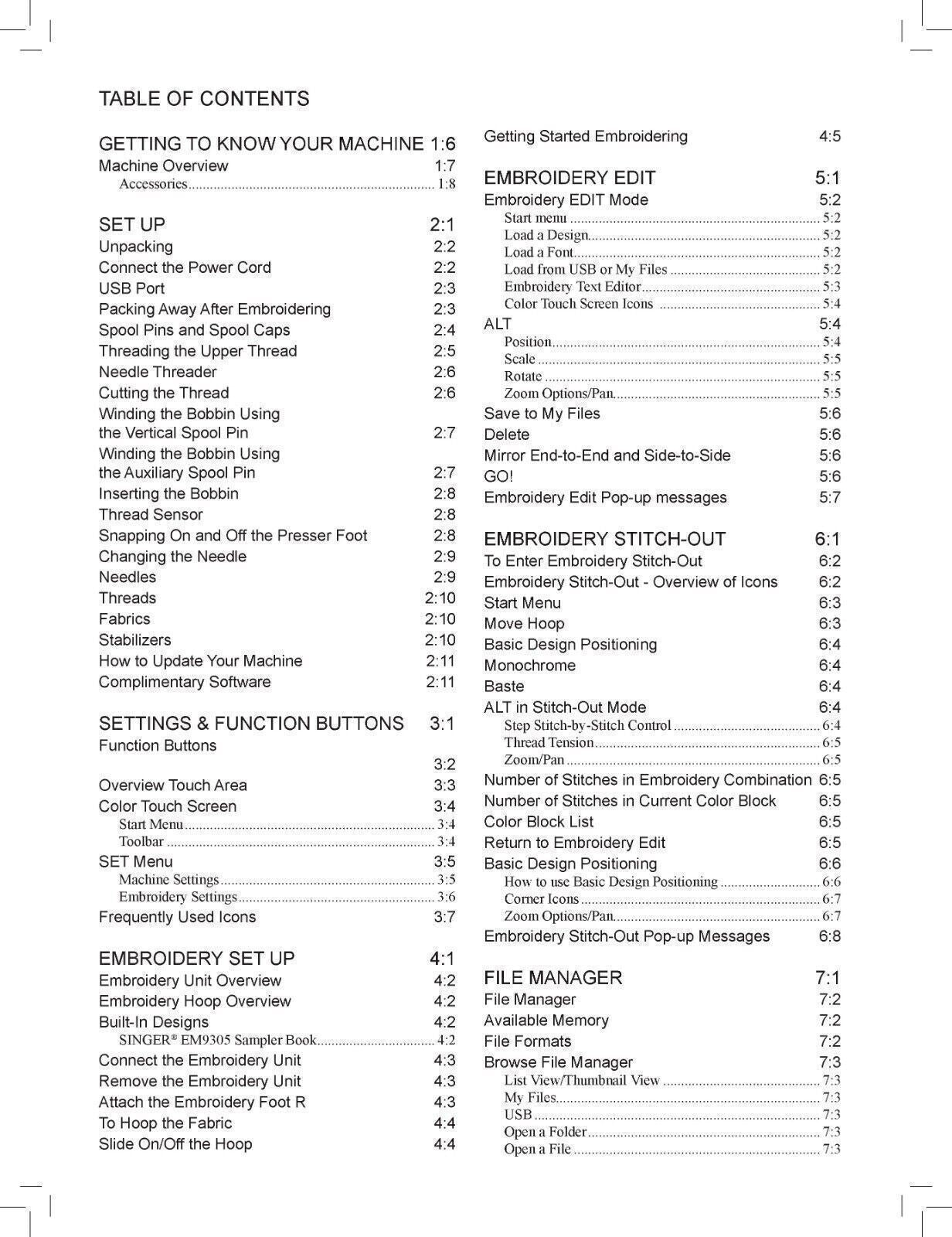 SINGER EM9305 Sewing Machine User Manual Operation Guide [DURABLE WIRE BINDING]