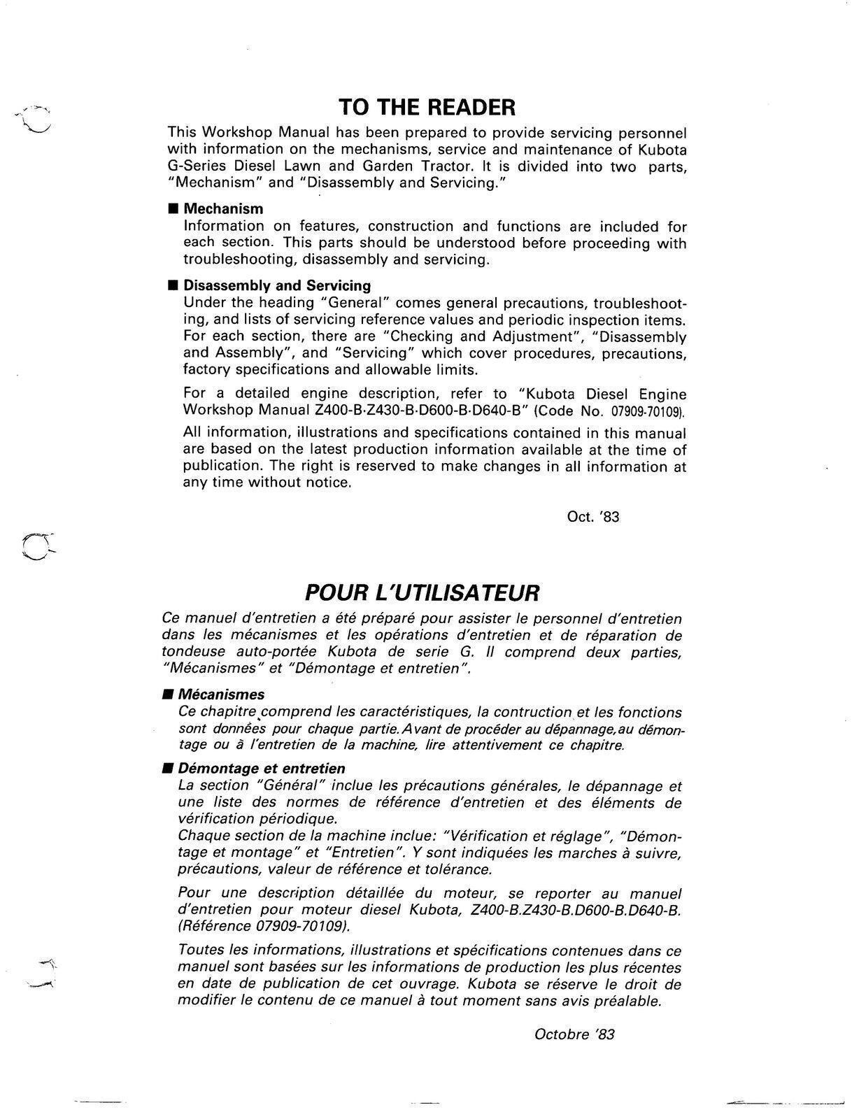 KUBOTA WSM G3200 G4200 G4200H G5200H WORKSHOP MANUAL - STEEL BOUND, TOUGH COVERS