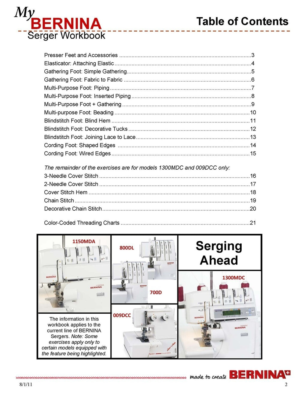 BERNINA Serger Workbook 2 - Serging Ahead - STEEL WIRE BOUND - PROTECTIVE COVERS