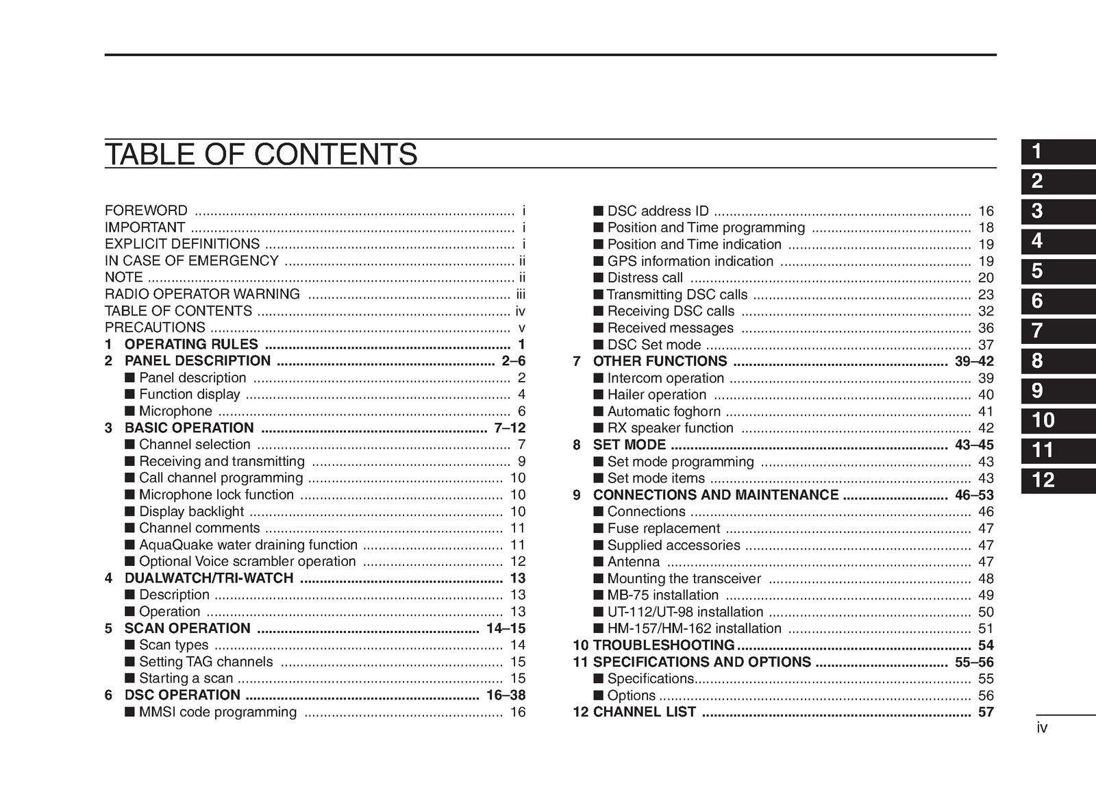 ICOM IC-M604 MARINE TRANSCEIVER INSTRUCTION MANUAL - WIRE BOUND - COVERS
