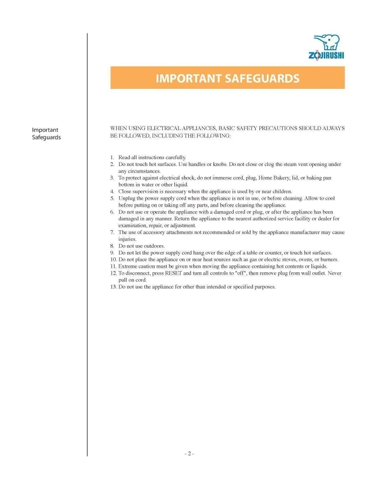 ZOJIRUSHI BBCC-M15 Operation Instructions + Recipes User Manual