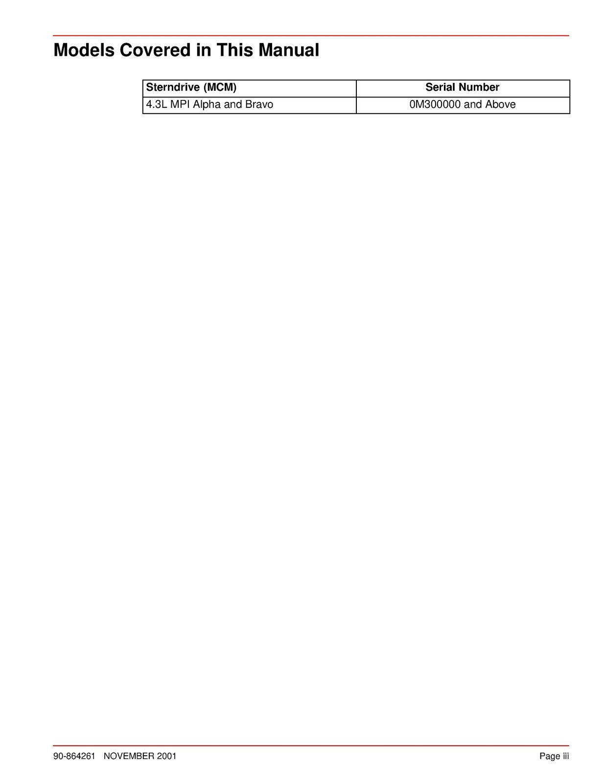 MERCURY 4.3L MPI GASOLINE ENGINE NO. 32 SERVICE MANUAL - WIRE BOUND - COVERS