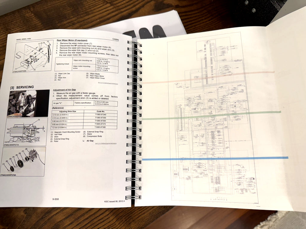 KUBOTA M8560 M9960 WORKSHOP MANUAL (718 PGS IN 2 VOLUMES) WIRE BOUND XL FOLDOUTS