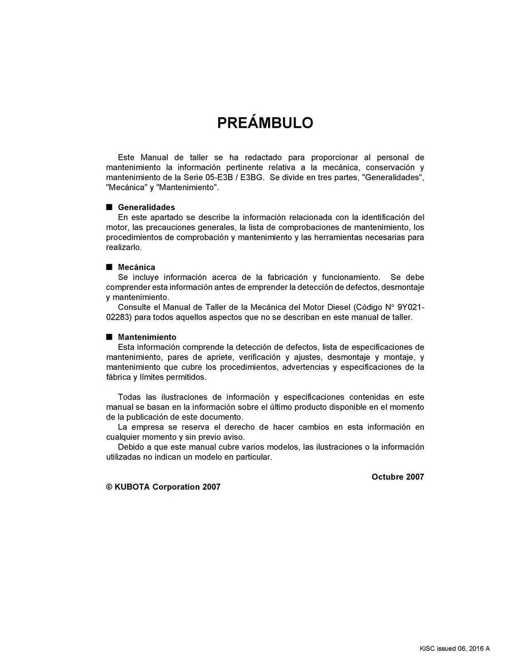 KUBOTA SERIE 05-E3B 05-E3BG MANUAL DE SERVICIO WSM - CUBIERTAS PROTECTORAS
