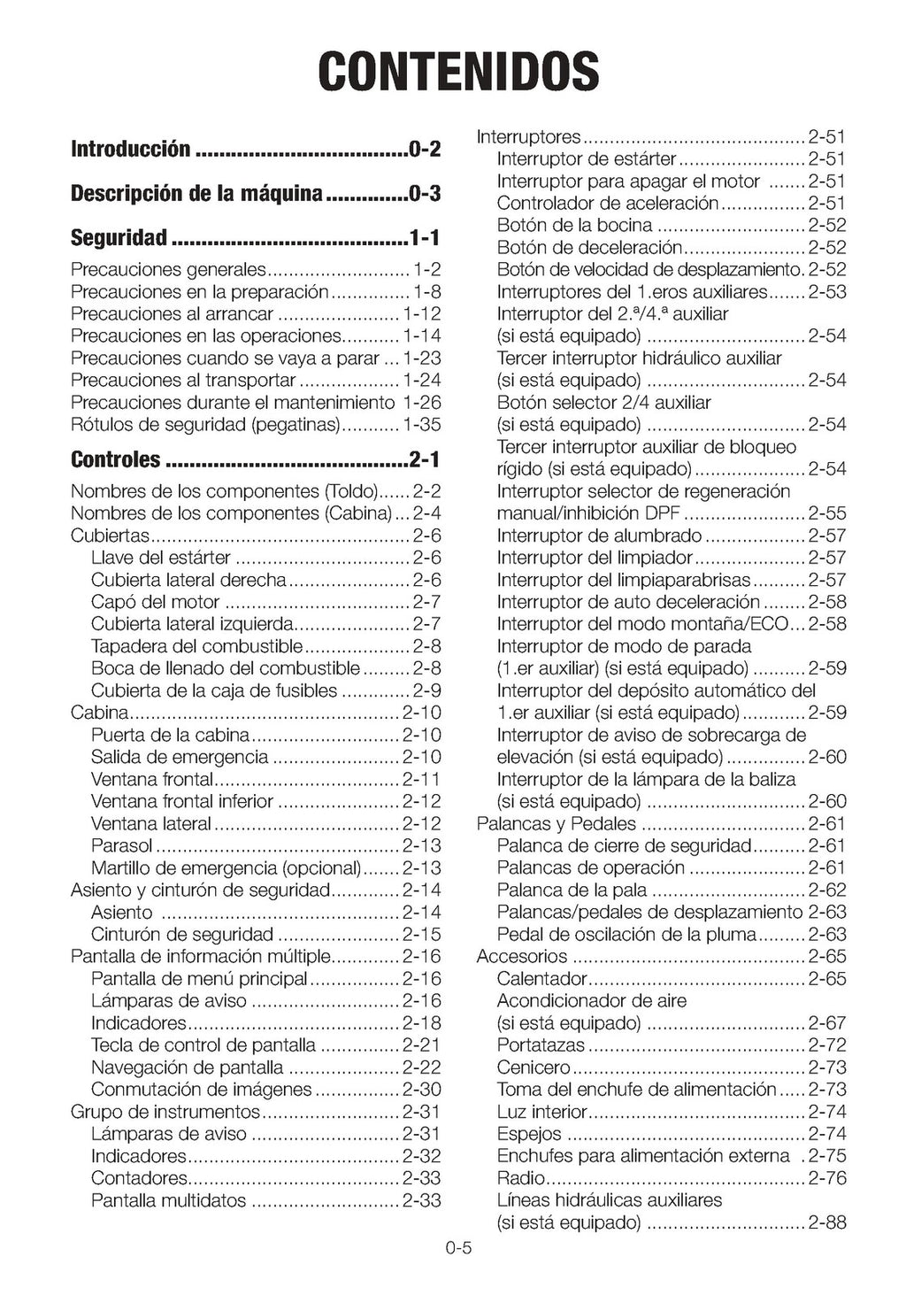 TAKEUCHI TB240 EXCAVADORA MINI MANUAL DEL OPERARIO EN ESPANOL EN ESPIRAL