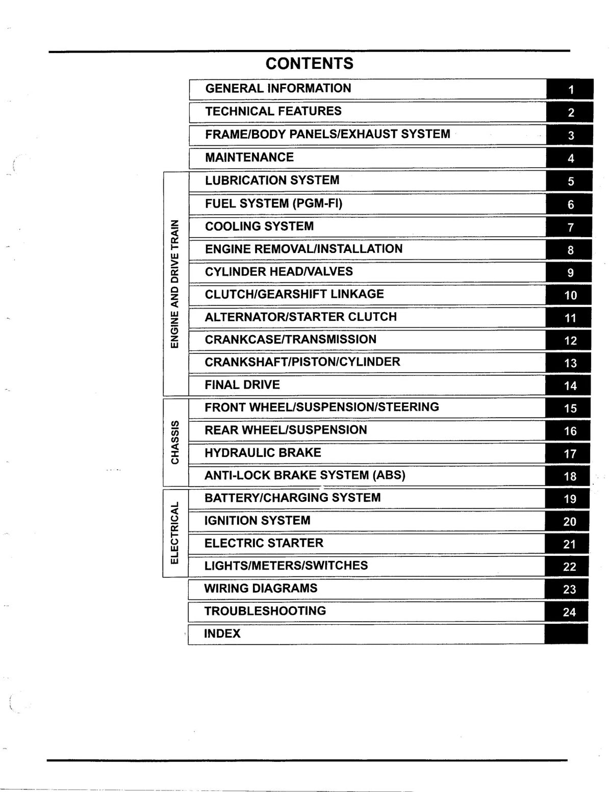HONDA VFR1200F Motorcycle Service Manual - BOUND - COVERS - XL FOLDOUT PAGES