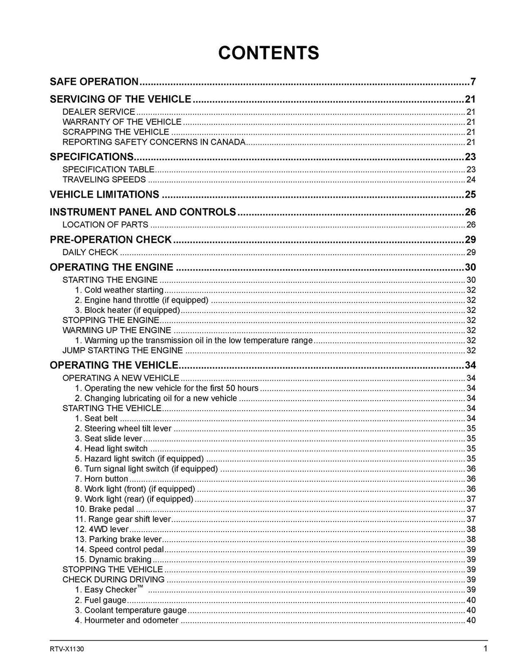 KUBOTA RTV-X1130 OPERATORS MANUAL - STEEL WIRE BOUND - PROTECTIVE COVERS