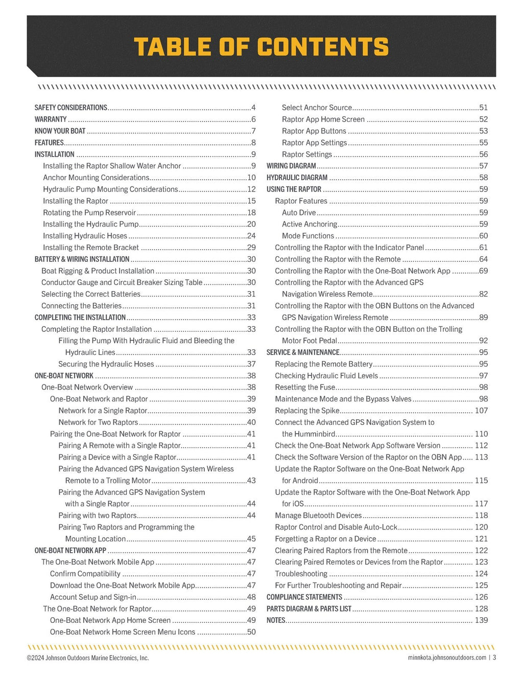 MINN KOTA Raptor Shallow Water Anchor Owners Manual - WIRE BOUND - TOUGH COVERS