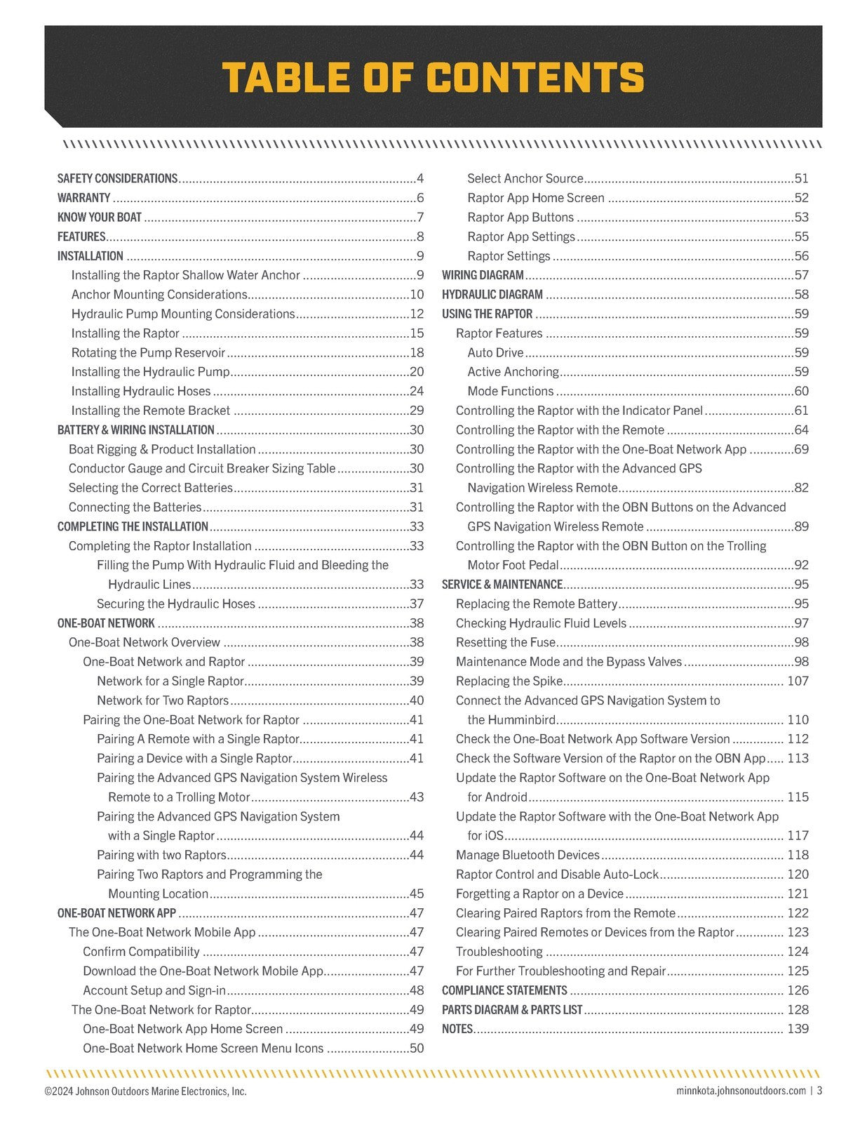 MINN KOTA Raptor Shallow Water Anchor Owners Manual - WIRE BOUND - TOUGH COVERS