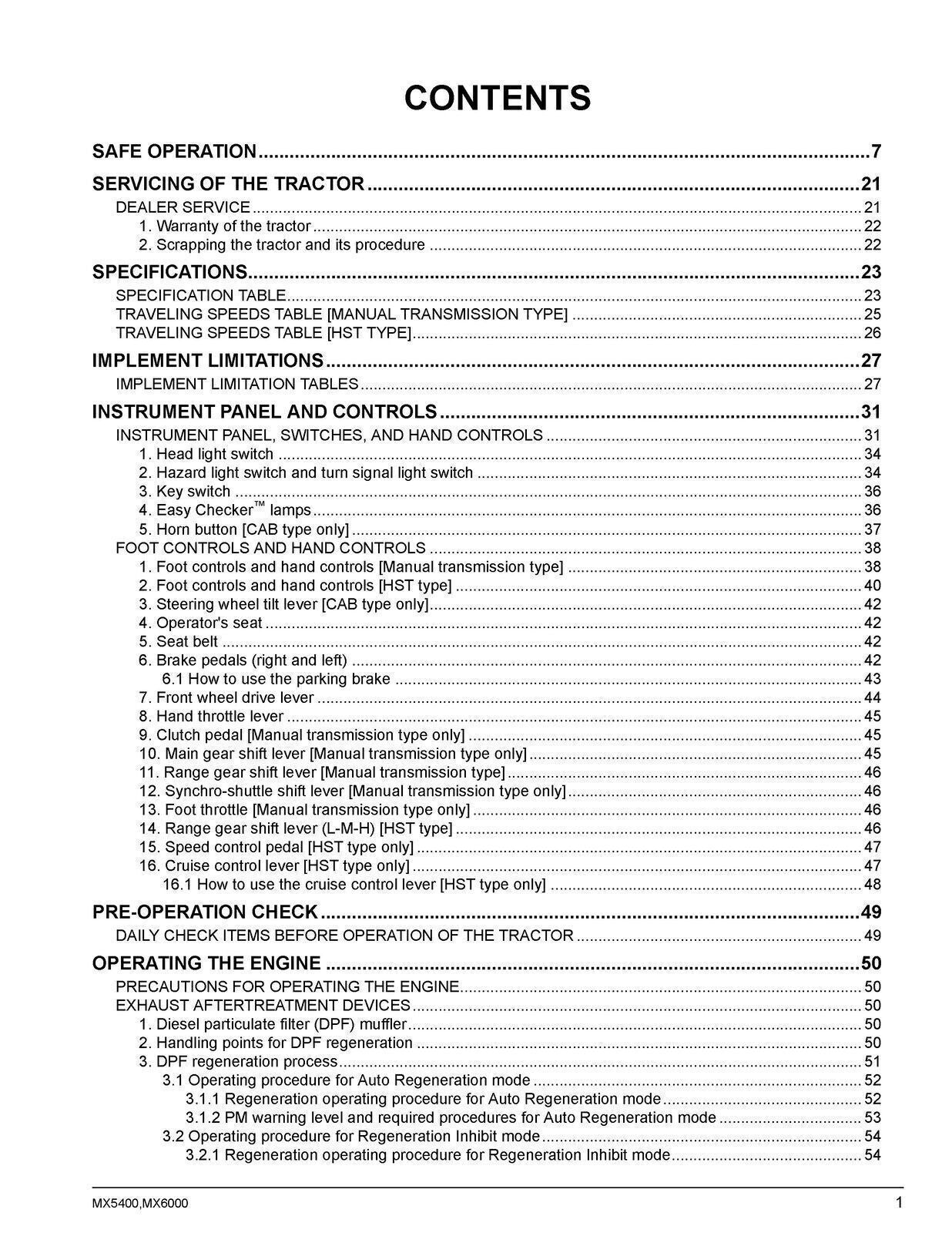 KUBOTA Tractor MX5400 MX6000 User Manual Operator's Guide [DURABLE WIRE BOUND]