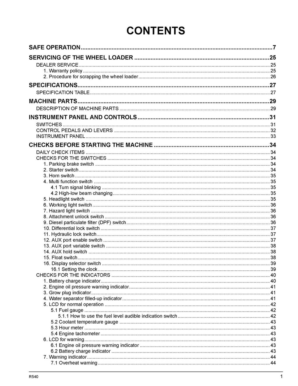 KUBOTA R540 WHEEL LOADER OPERATORS MANUAL - STEEL WIRE BOUND - PROTECTIVE COVERS