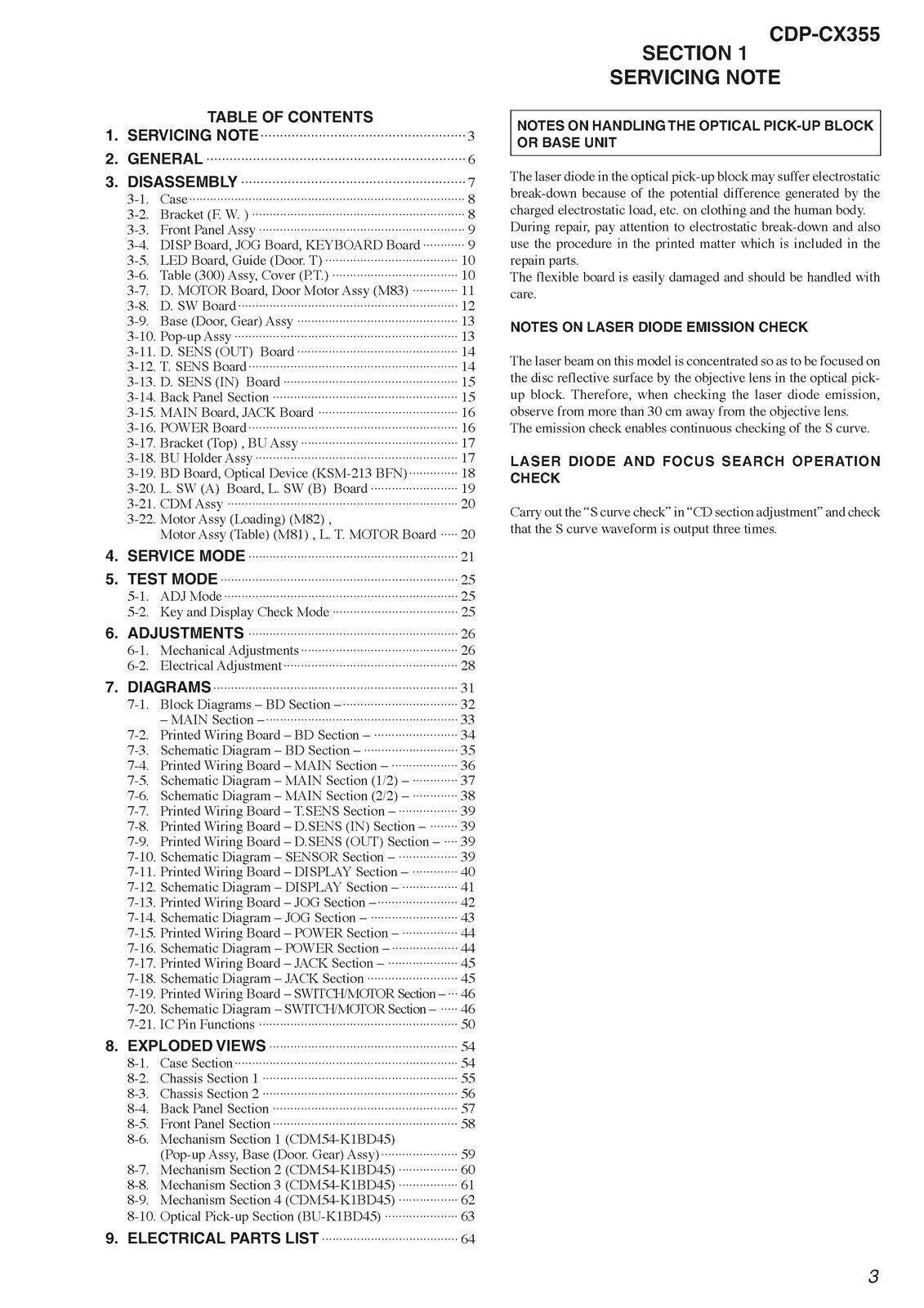 SONY CDPCX355 300 Disc CD Changer User Manual Operation Guide Tough Wire Binding