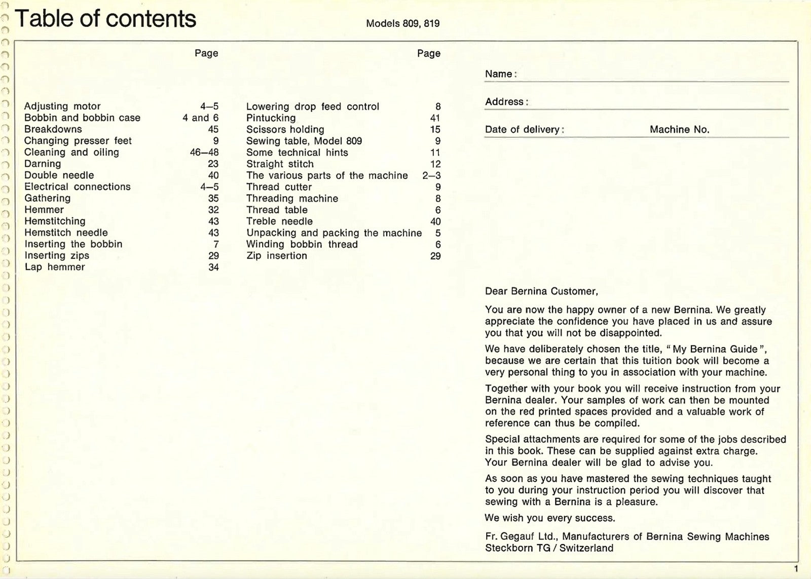 BERNINA 808 809 818 819 Sewing Machine Manual - STEEL WIRE BOUND - TOUGH COVERS