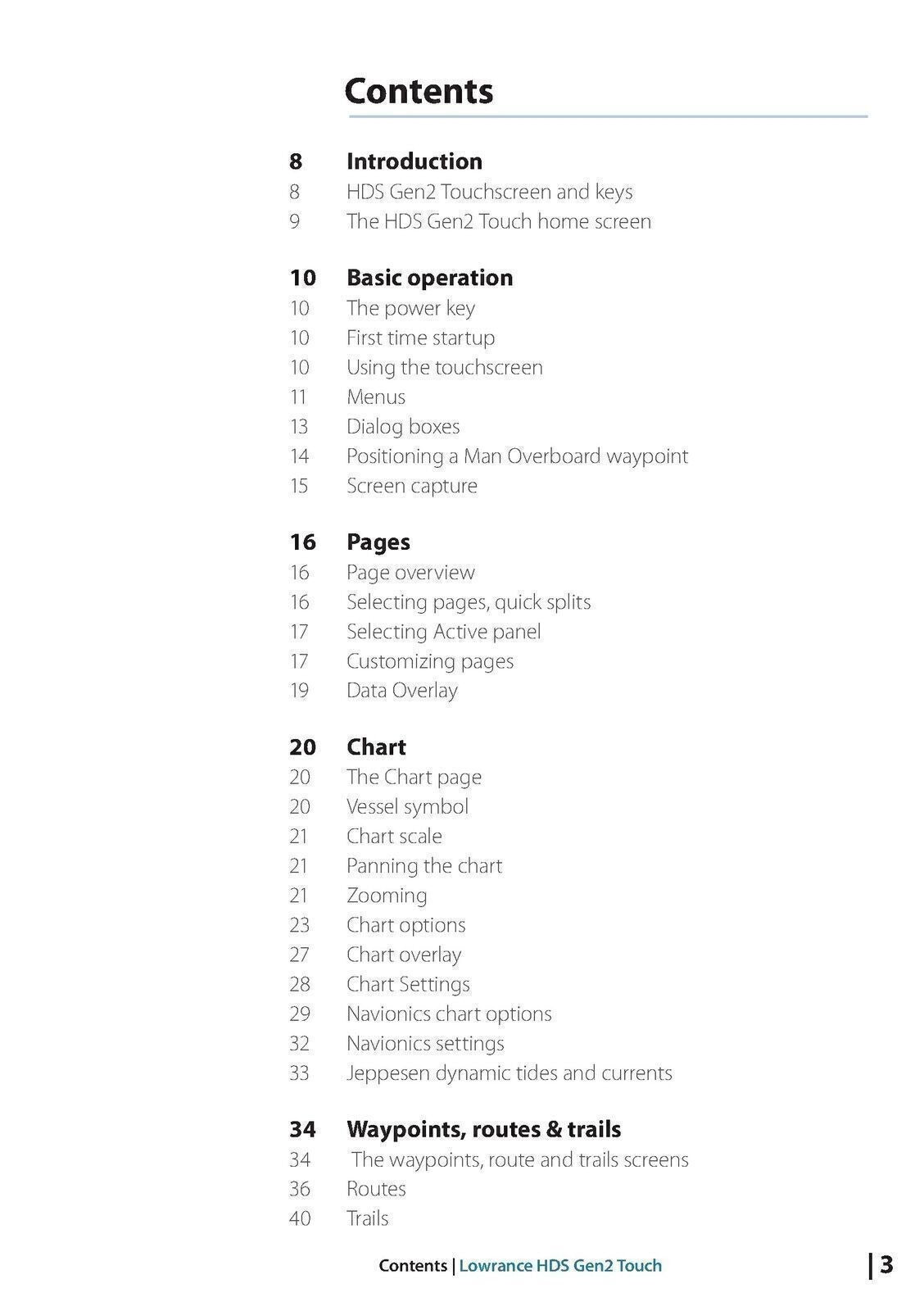 LOWRANCE HDS Gen2 Touch GPS User Manual Operation Guide [DURABLE WIRE BINDING]