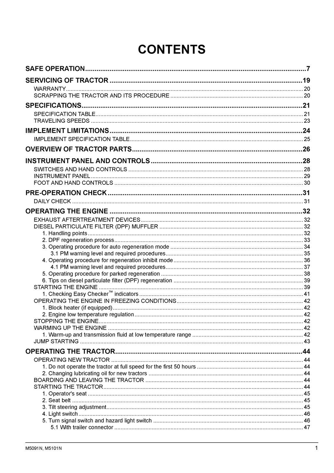 KUBOTA M5091N M5101N TRACTOR OPERATORS MANUAL - WIRE BINDING - TOUGH COVERS