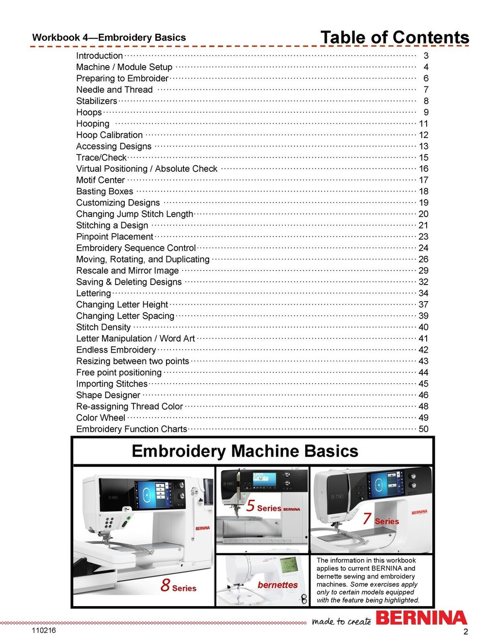 BERNINA Mastery Embroidery Workbook 560-580 700 770 790 880 340 Deco Chicago 7