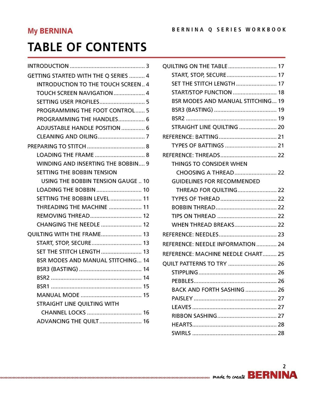 BERNINA Quilting Q Series Mastery Workbook on Frame & Table - WIRE BOUND, COVERS