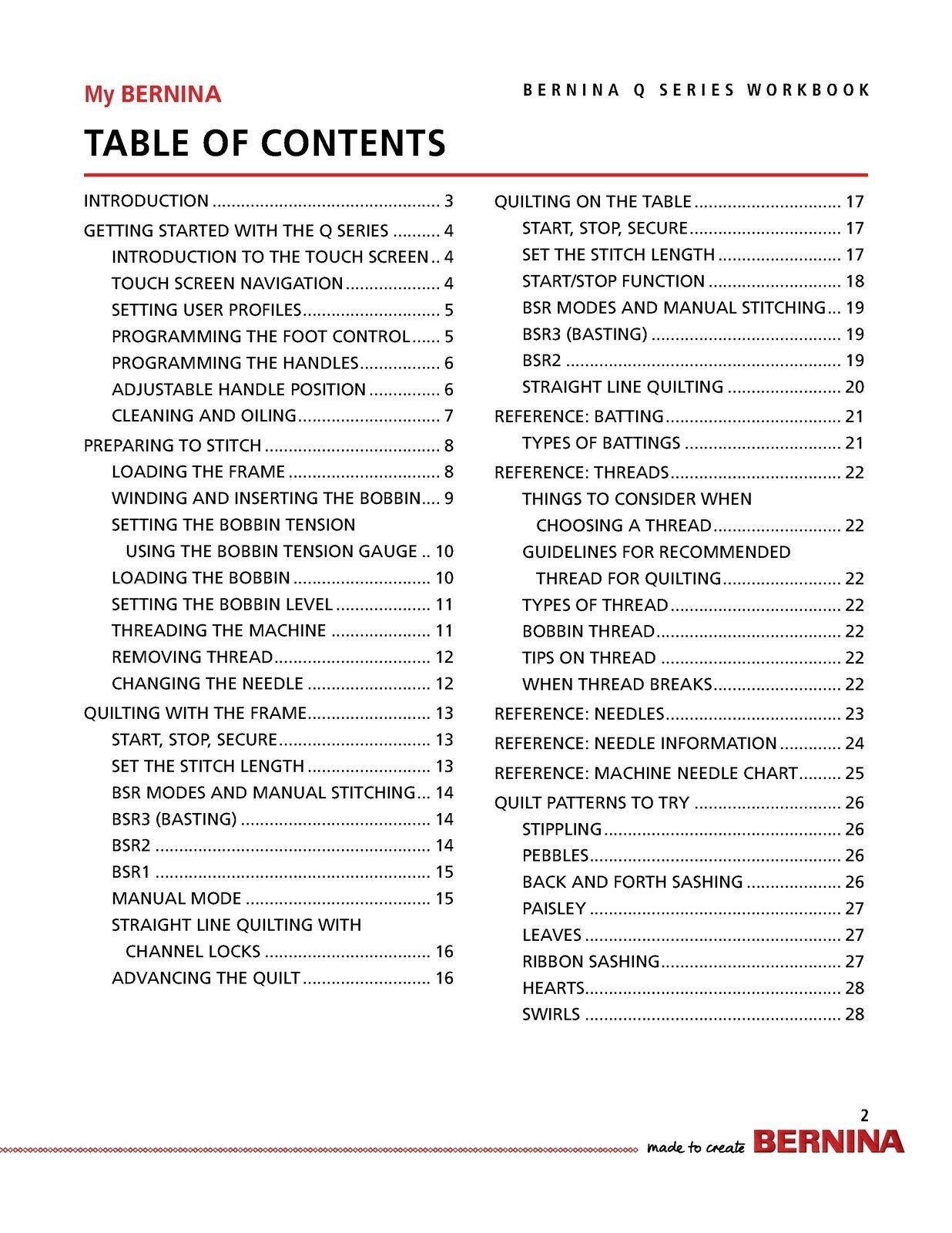 BERNINA Quilting Q Series Mastery Workbook on Frame & Table - WIRE BOUND, COVERS